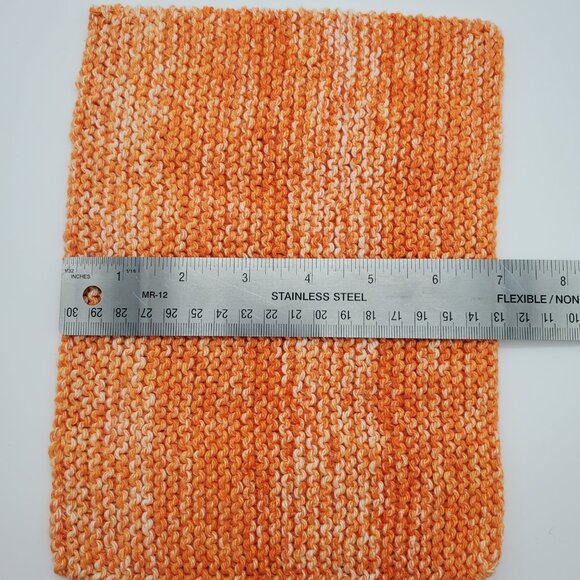 Knit Dish Rags Wash Rags Cotton/Polyester Blend Set of 4 Tangerine Splash 9 x 7 - Picture 4 of 4